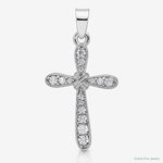 Sterling Silver Rhodium-plated w/CZ X-Center Cross Pendant - Lifestyle View