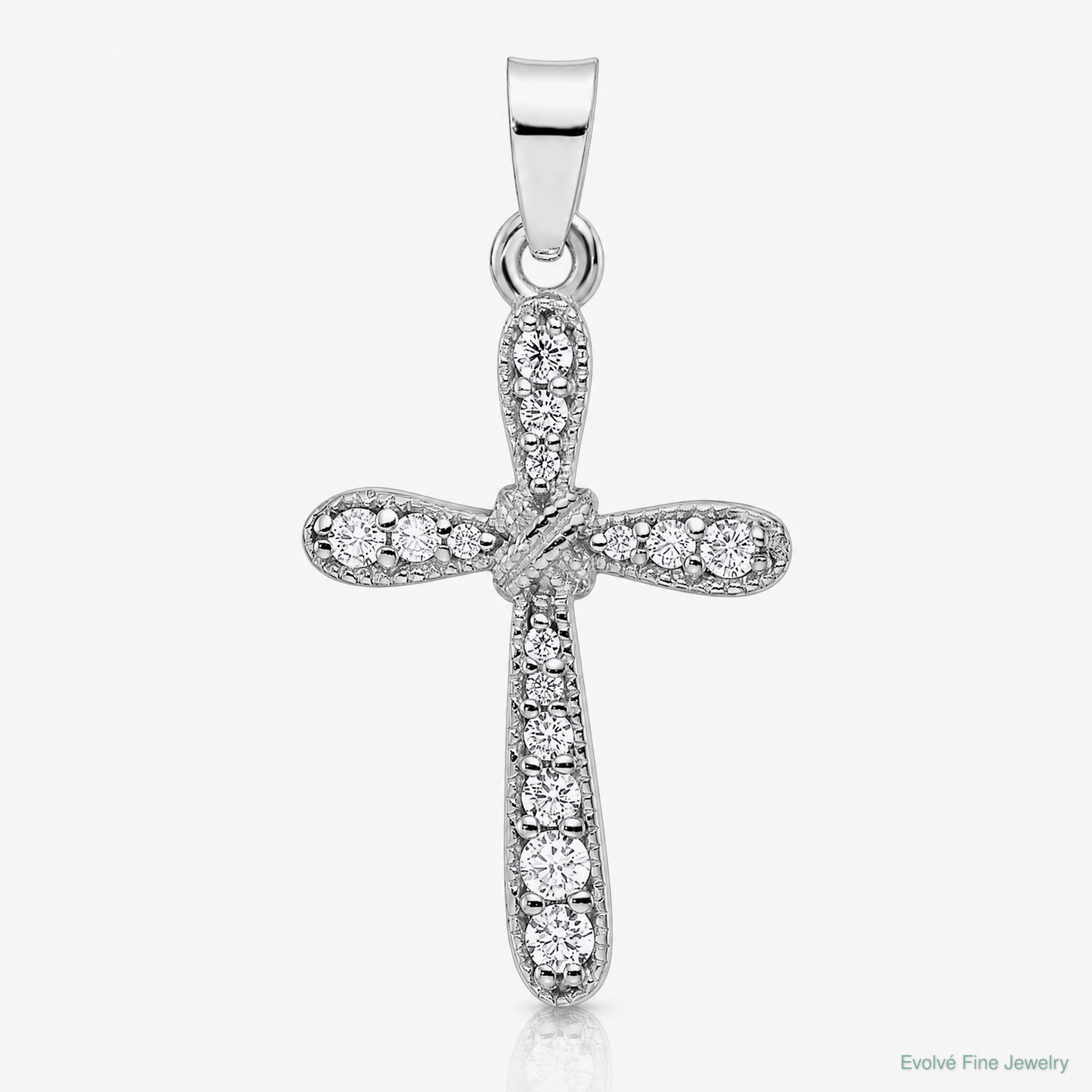 Sterling Silver Rhodium-plated w/CZ X-Center Cross Pendant - Lifestyle View