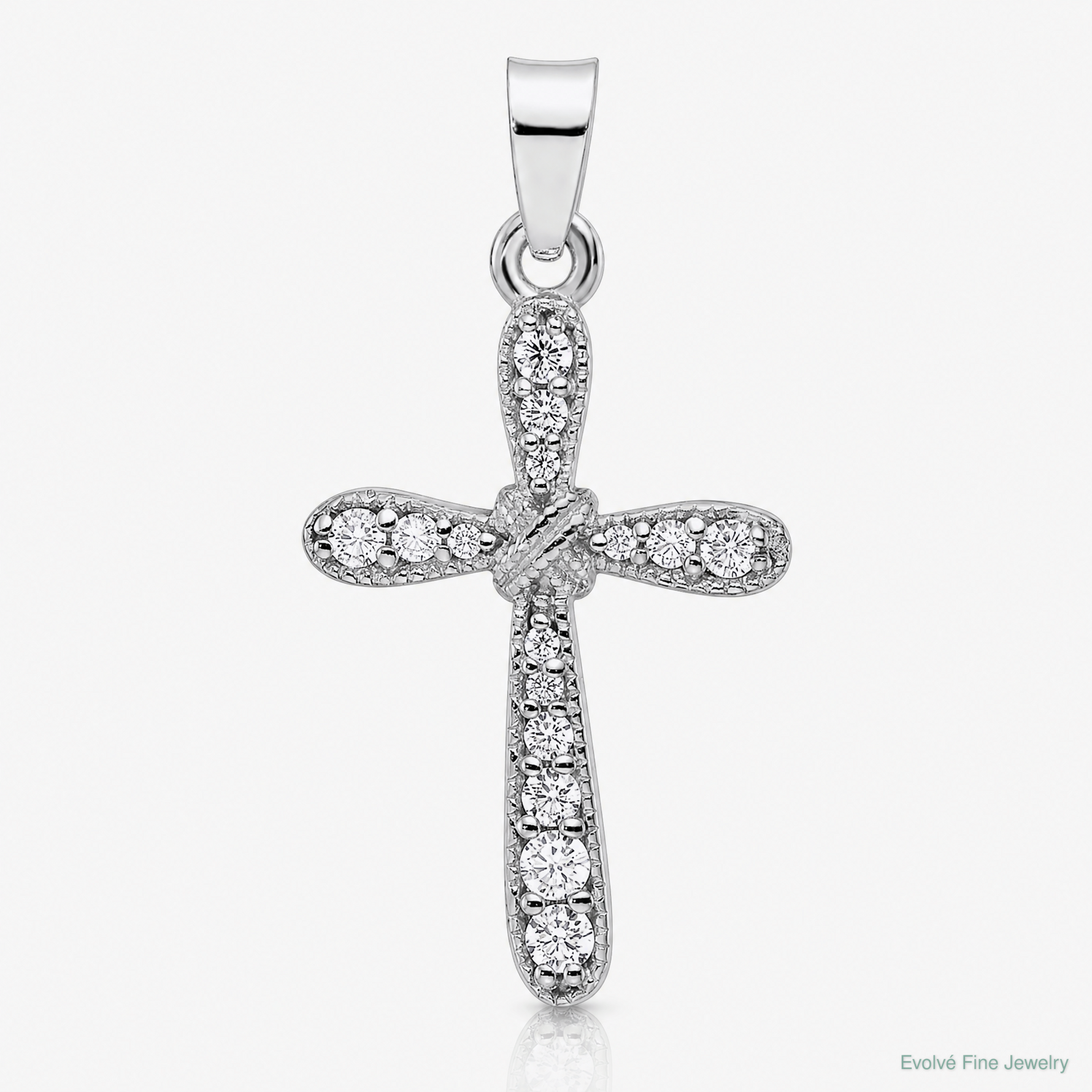 Sterling Silver Rhodium-plated w/CZ X-Center Cross Pendant - Lifestyle View