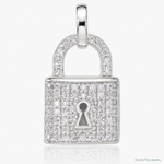 Sterling Silver E-coated CZ Lock Pendant - Lifestyle View