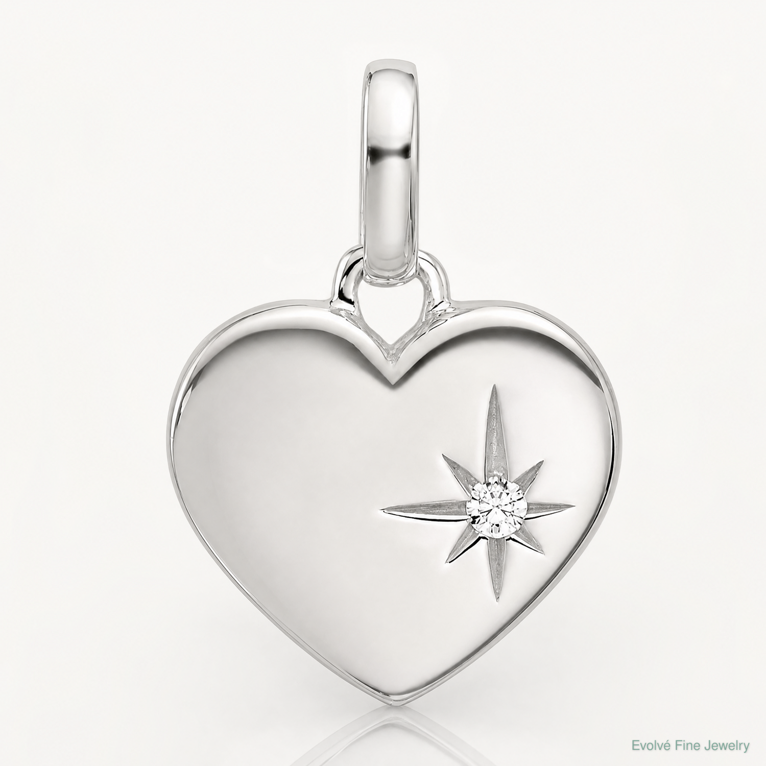 Sterling Silver E-coated CZ Heart Pendant - Lifestyle View
