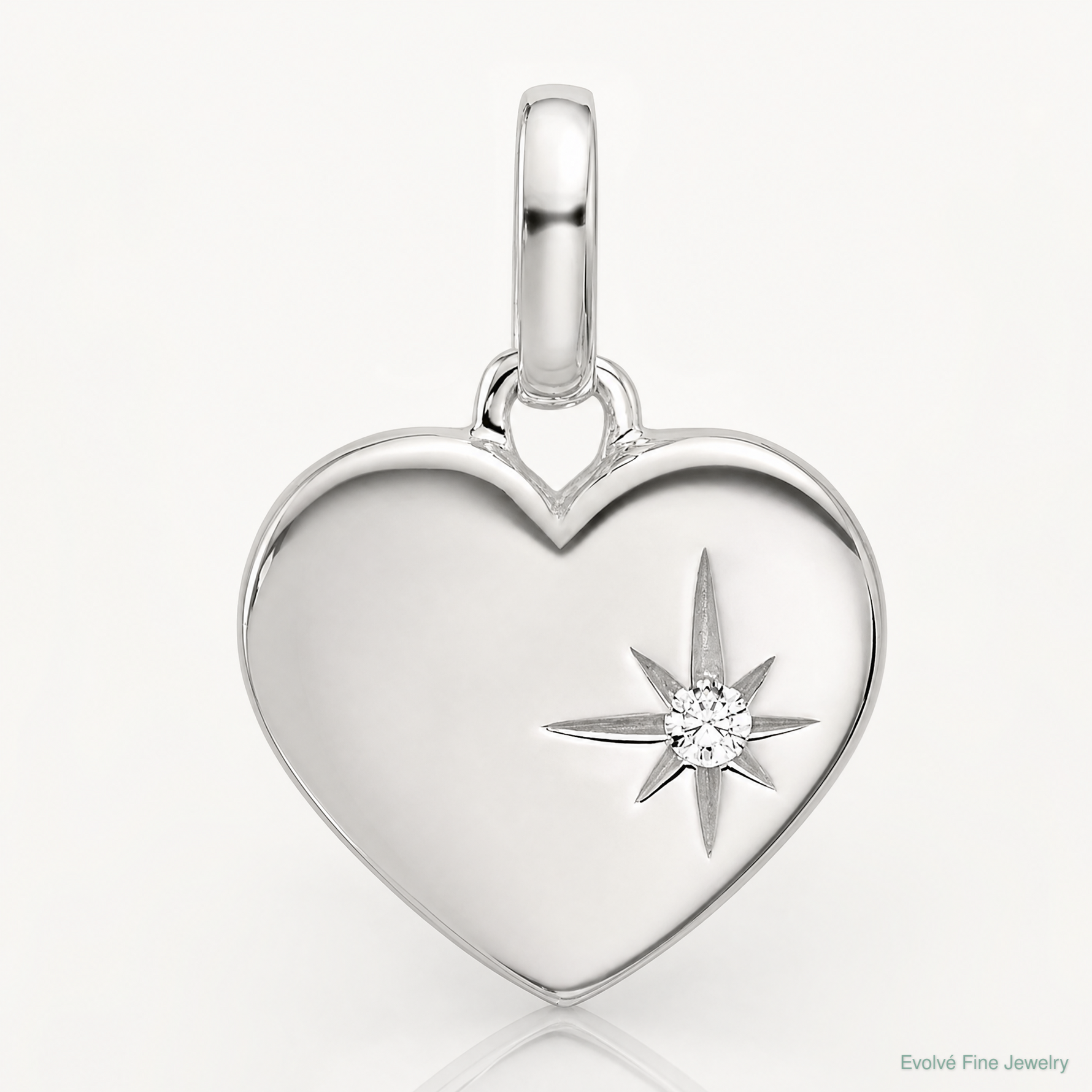 Sterling Silver E-coated CZ Heart Pendant - Lifestyle View