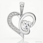 Sterling Silver Rhodium-plated CZ Heart Pendant - Lifestyle View