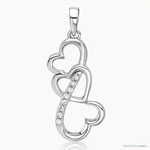 Sterling Silver Rhodium-plated Polished CZ Open Triple Heart Pendant - Lifestyle View