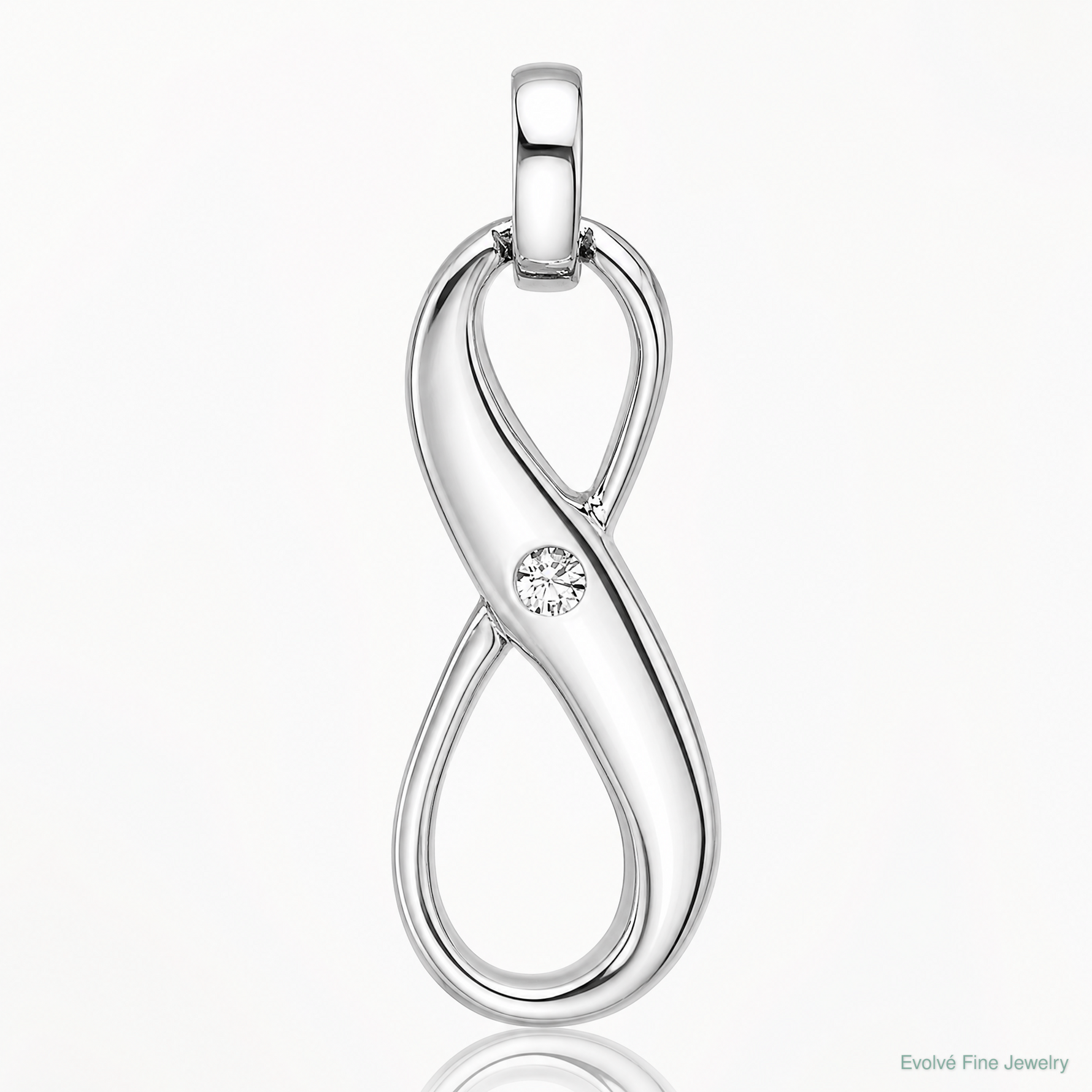 Sterling Silver Rhodium-plated with CZ Infinity Symbol Pendant - Lifestyle View