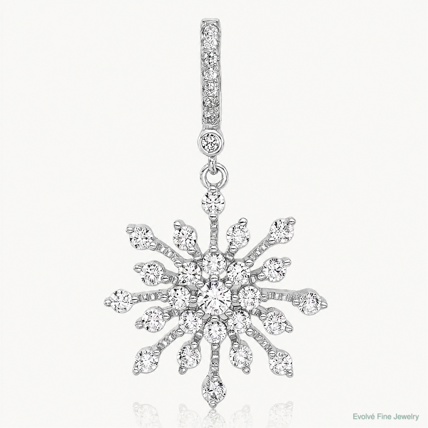 Sterling Silver Rhodium-plated CZ Snowflake Pendant - Lifestyle View