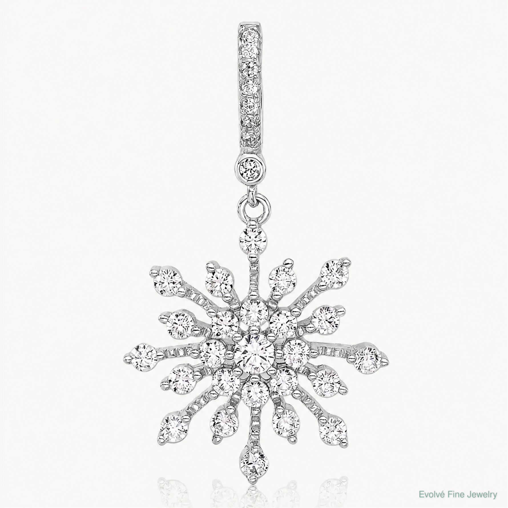 Sterling Silver Rhodium-plated CZ Snowflake Pendant - Lifestyle View