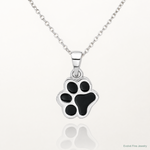 Sterling Silver Rhodium-plated Enameled Dog Paw Pendant - Lifestyle View