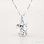 Sterling Silver Rhodium-plated Enameled Dog Charm Pendant - Lifestyle View