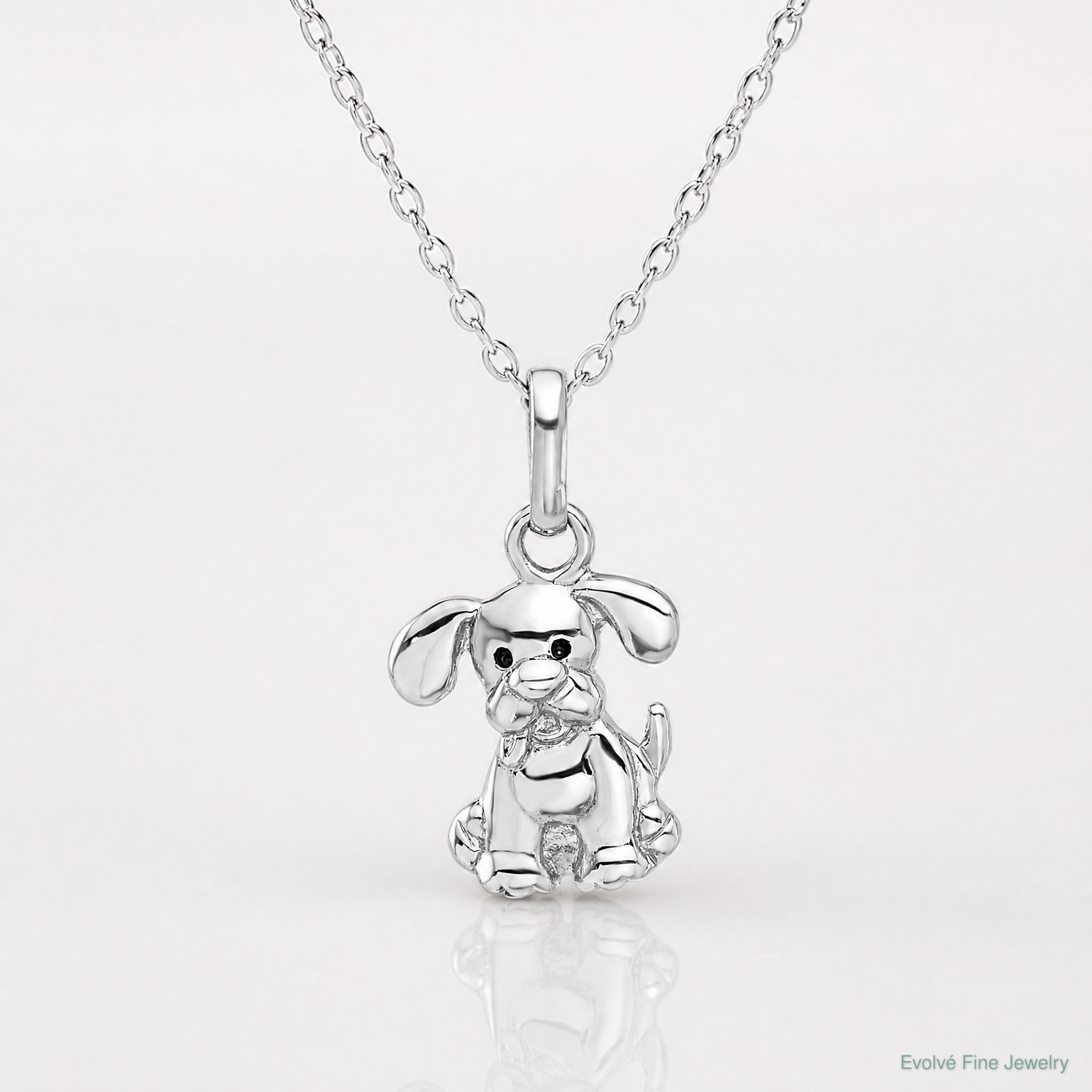 Sterling Silver Rhodium-plated Enameled Dog Charm Pendant - Lifestyle View
