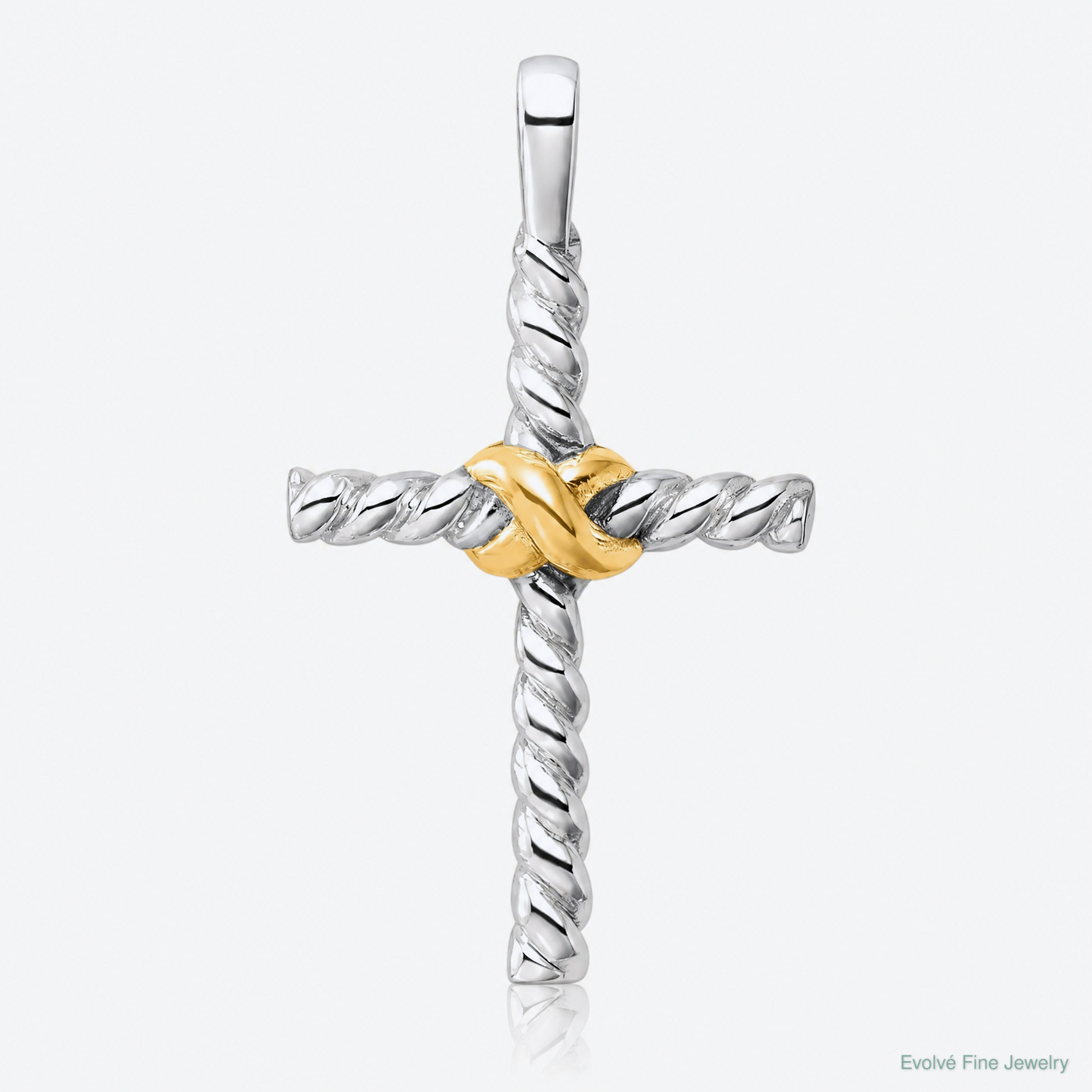Sterling Silver and Gold-tone Polished Cross Pendant - Lifestyle View