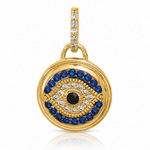 SS Gold-tone Black Rhodium CZ and Nano Crystal Evil Eye Pendant - Lifestyle View