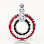 Sterling Silver Rhodium-plated CZ Black/Red Enamel Circle Pendant - Lifestyle View