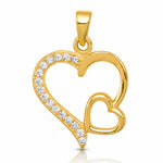 Sterling Silver Gold-tone Polished CZ Heart Pendant - Lifestyle View