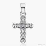 Sterling Silver Rhodium-plated CZ Polished Cross Pendant - Lifestyle View