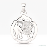Sterling Silver Rhodium-plated Polished Leo Zodiac Pendant - Lifestyle View