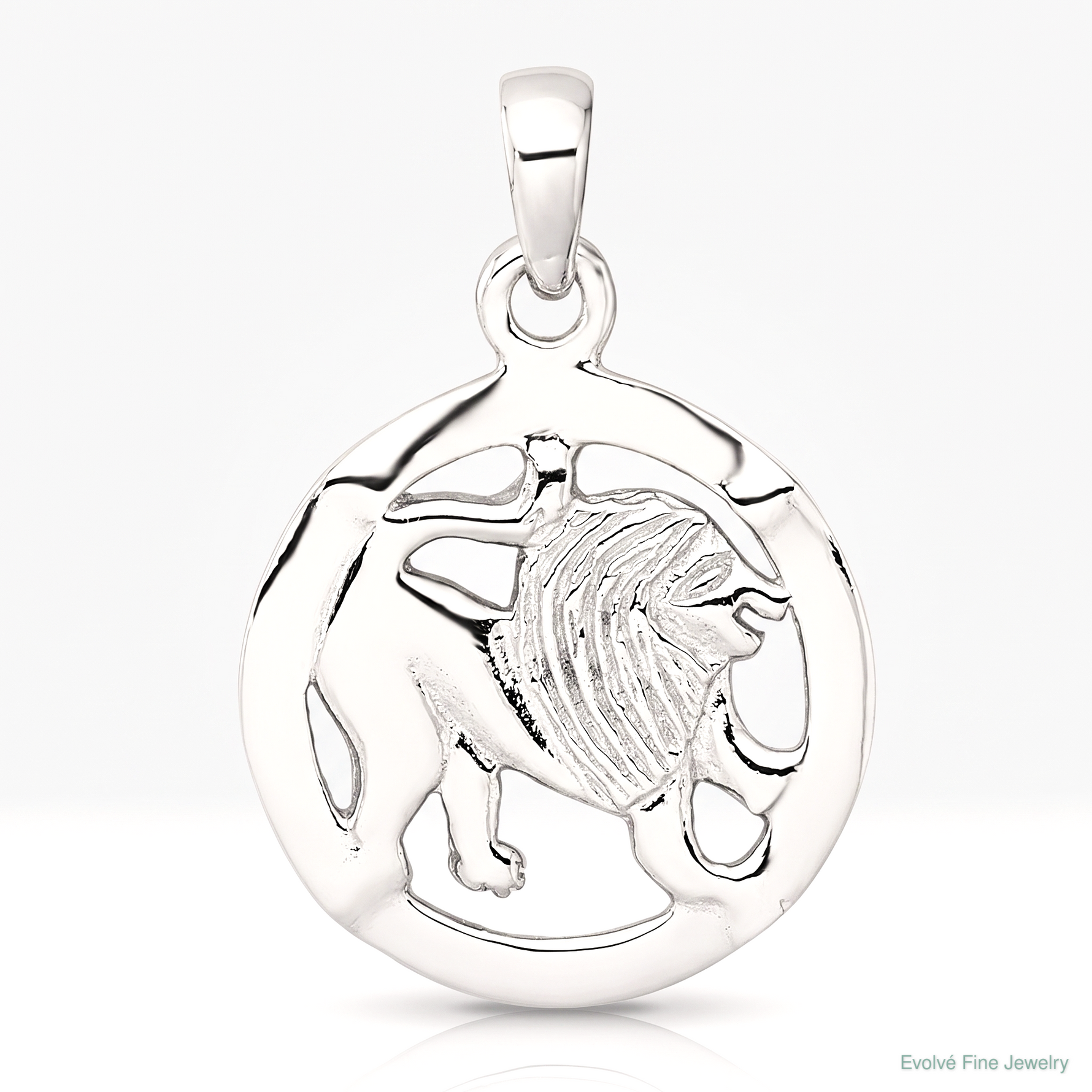 Sterling Silver Rhodium-plated Polished Leo Zodiac Pendant - Lifestyle View