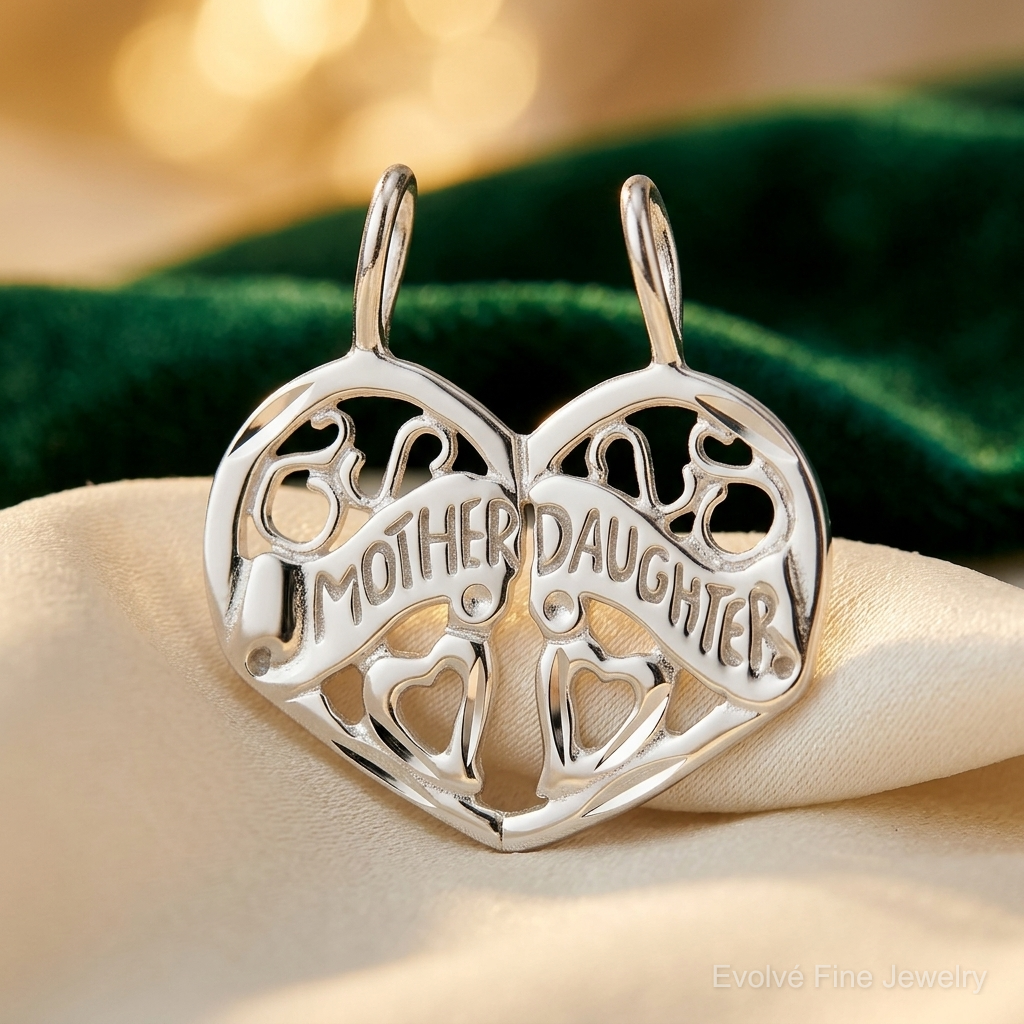 Sterling Silver Mother Daughter 2-piece break apart Charm - Lifestyle View