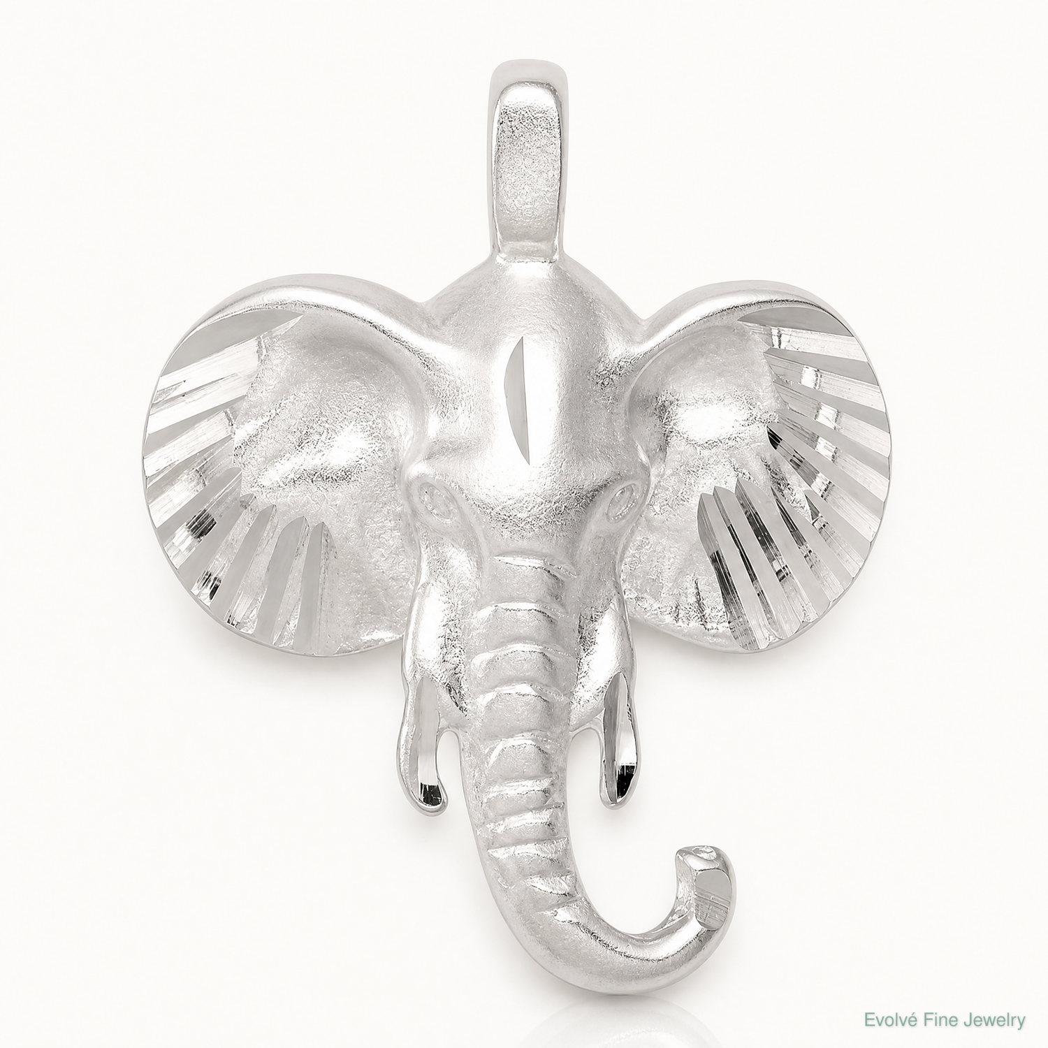 Sterling Silver Satin Elephant Head Charm - Lifestyle View
