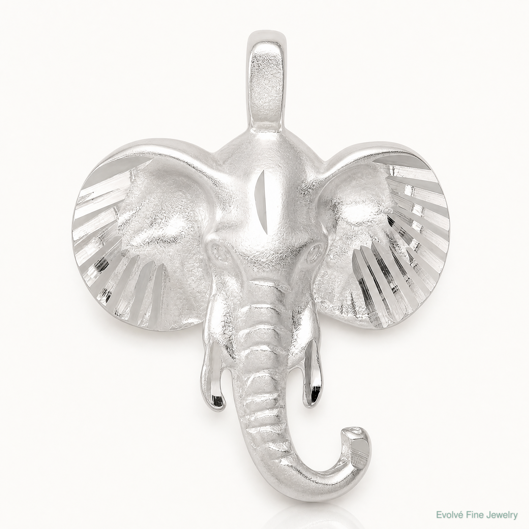 Sterling Silver Satin Elephant Head Charm - Lifestyle View