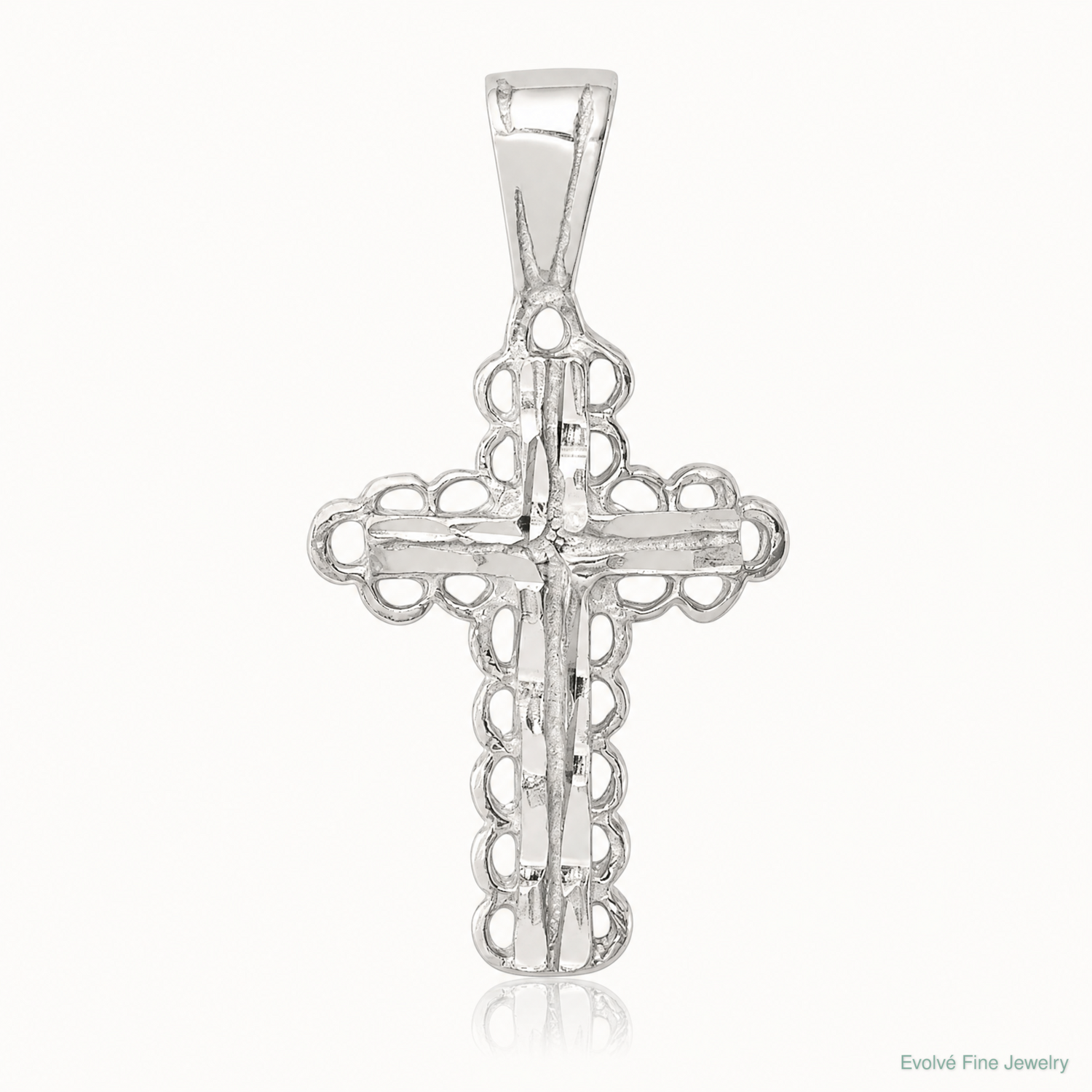 Sterling Silver Budded Cross Pendant - Lifestyle View