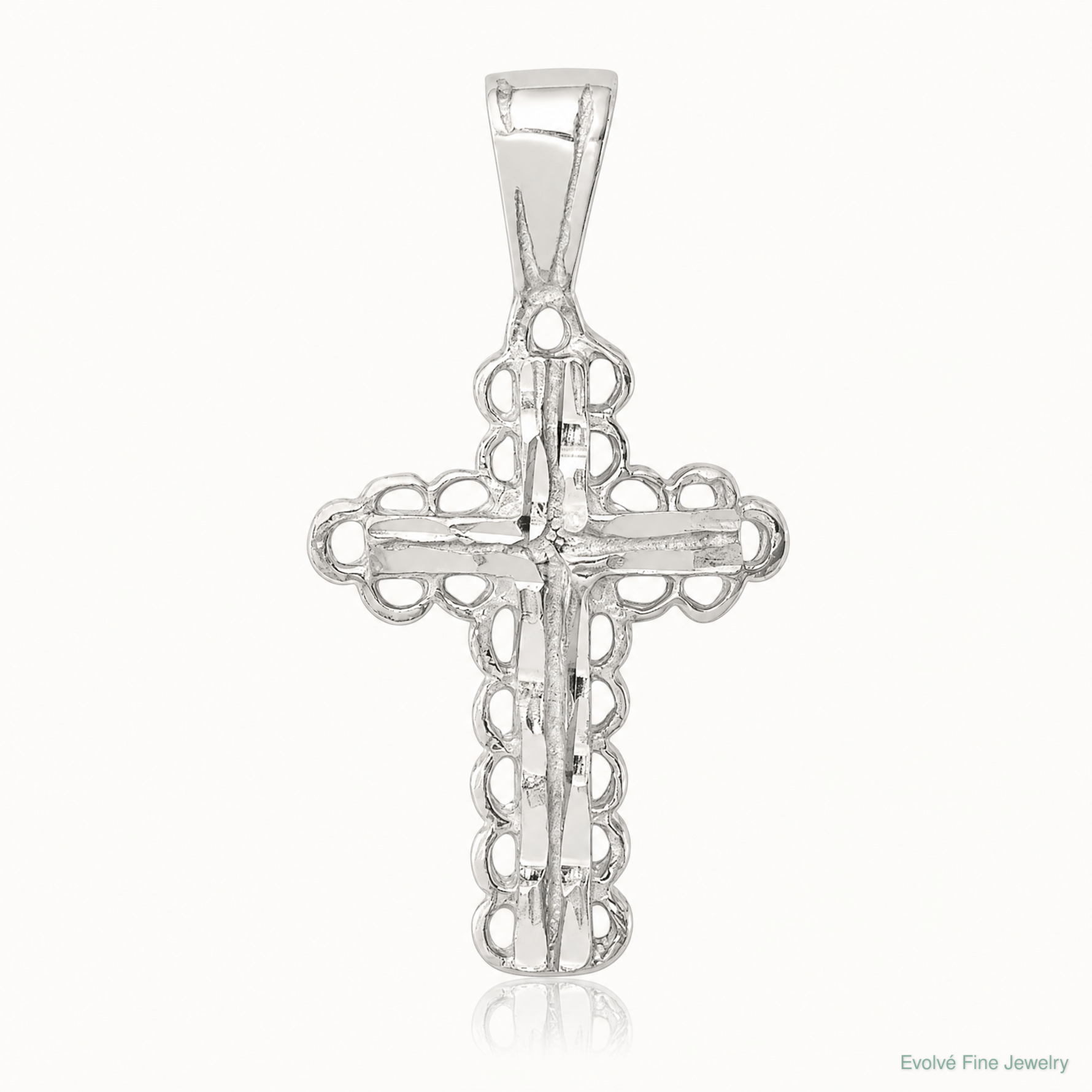 Sterling Silver Budded Cross Pendant - Lifestyle View