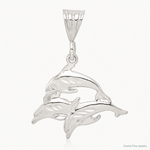 Sterling Silver Trio of Dolphins Pendant - Lifestyle View