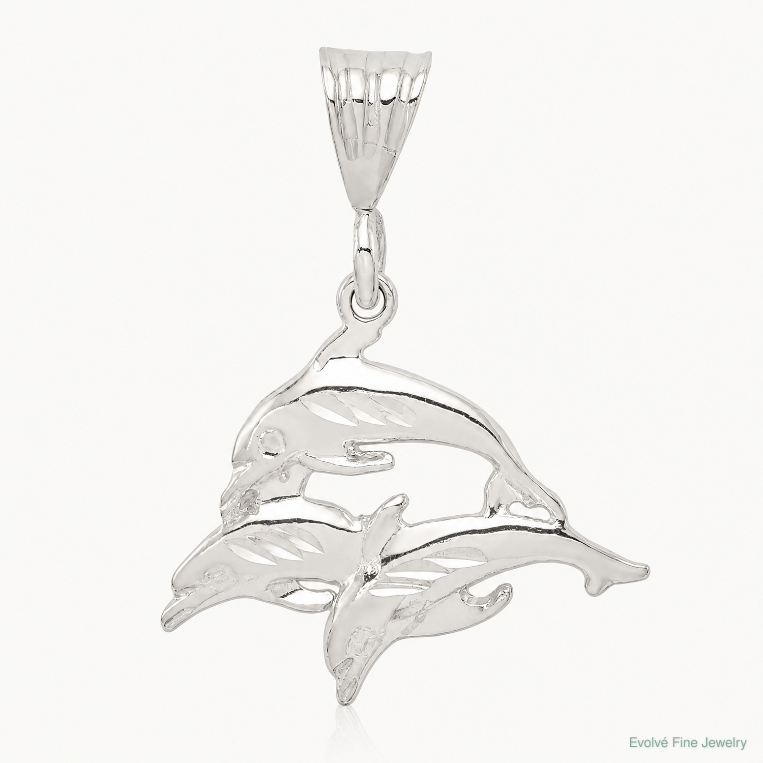 Sterling Silver Trio of Dolphins Pendant - Lifestyle View