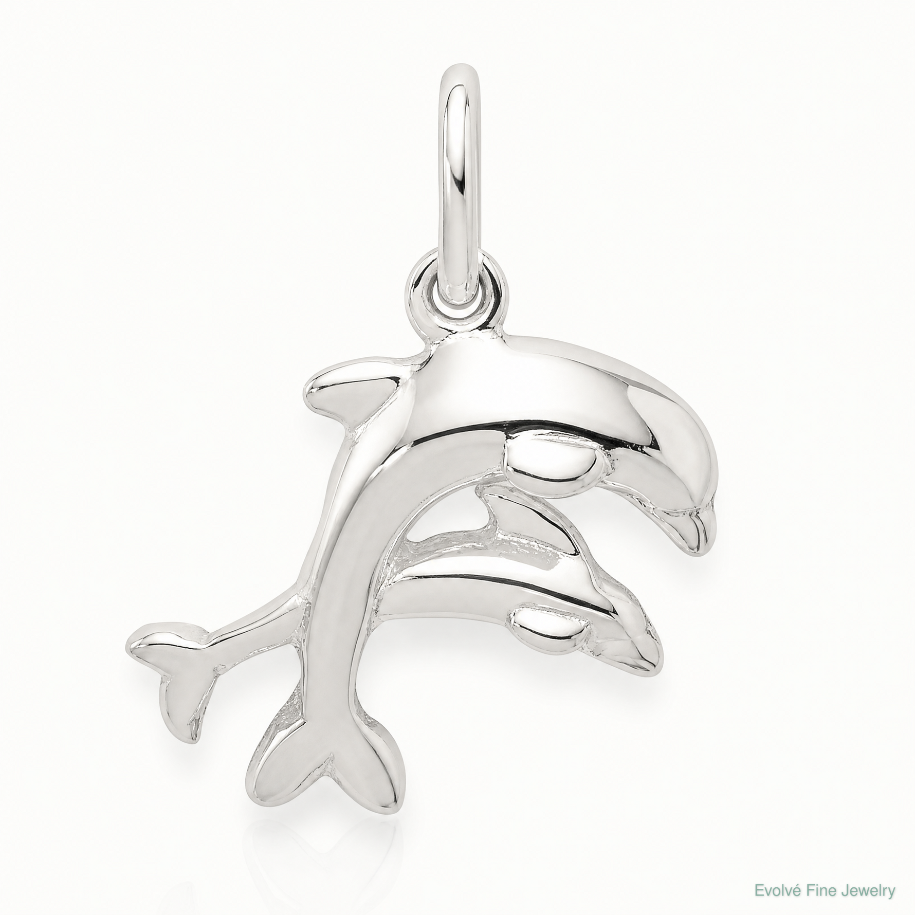 Sterling Silver Dolphins Charm - Lifestyle View