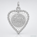 SS Rh-plt Happy Anniversary Polished Front/Satin Back Disc Charm - Lifestyle View