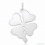 Sterling Silver Rhodium-plated 4-leaf Clover Polished Disc Charm - Lifestyle View