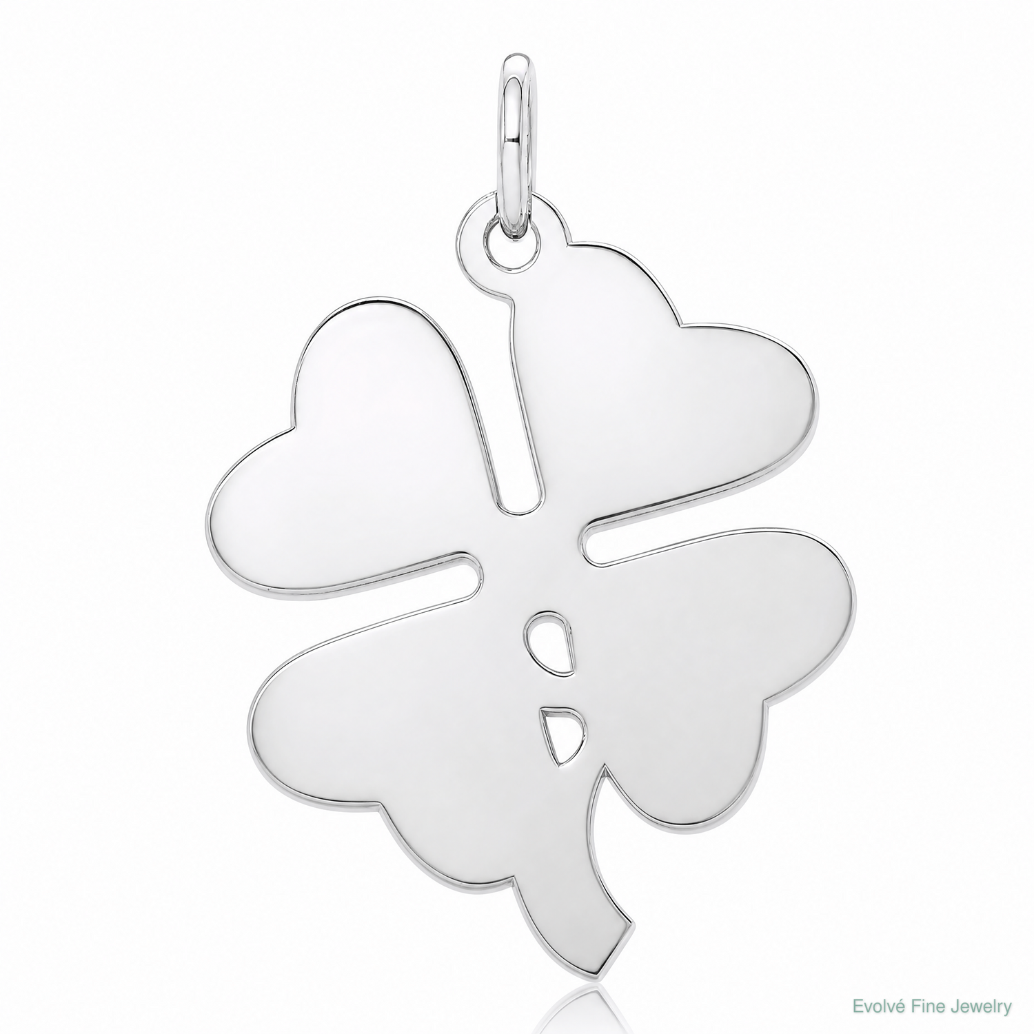 Sterling Silver Rhodium-plated 4-leaf Clover Polished Disc Charm - Lifestyle View