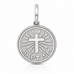 Sterling Silver Rhodium-plated Baptism Disc Charm - Lifestyle View