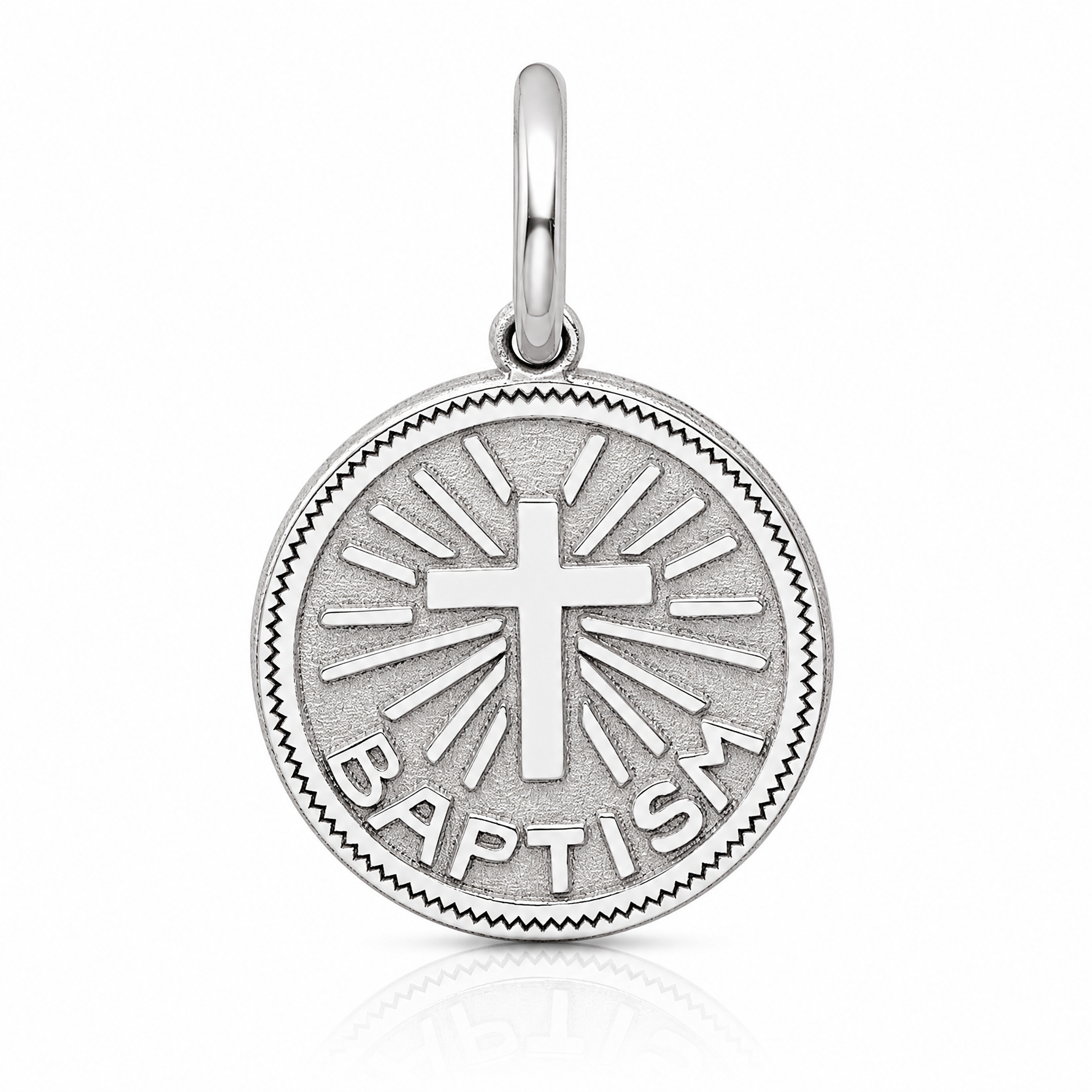 Sterling Silver Rhodium-plated Baptism Disc Charm - Lifestyle View
