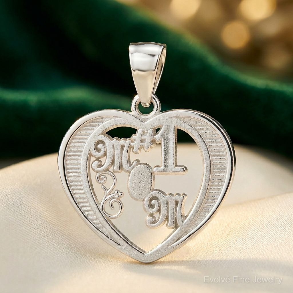 Sterling Silver # 1 Mom Charm - Lifestyle View