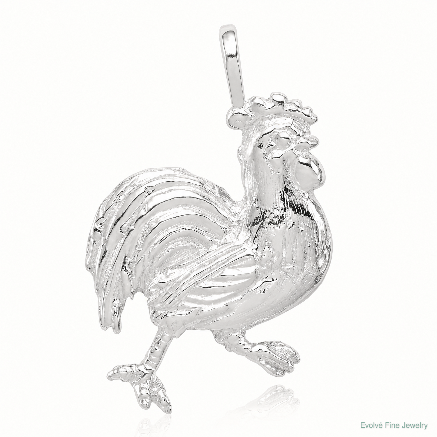 Sterling Silver Rooster Charm - Lifestyle View