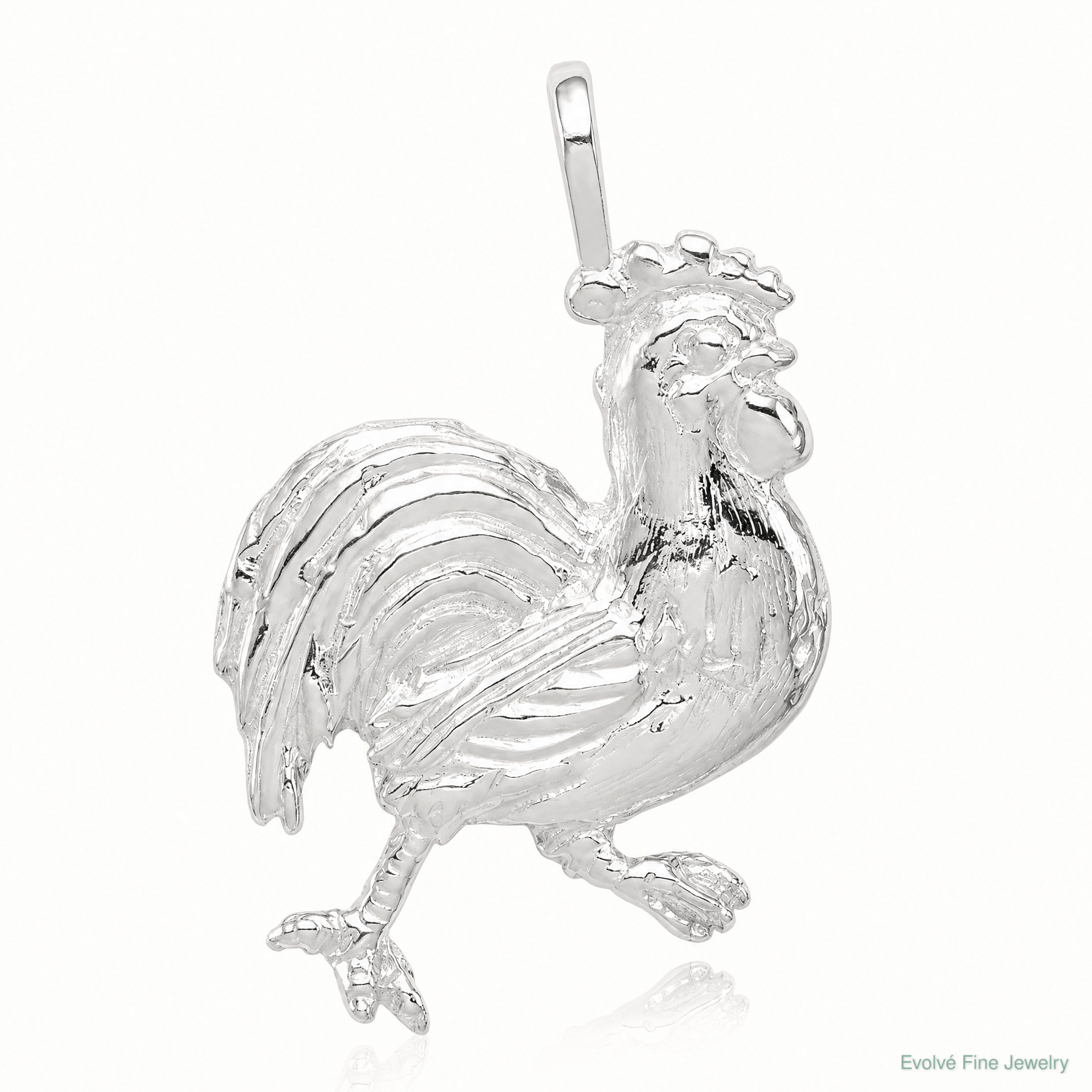 Sterling Silver Rooster Charm - Lifestyle View