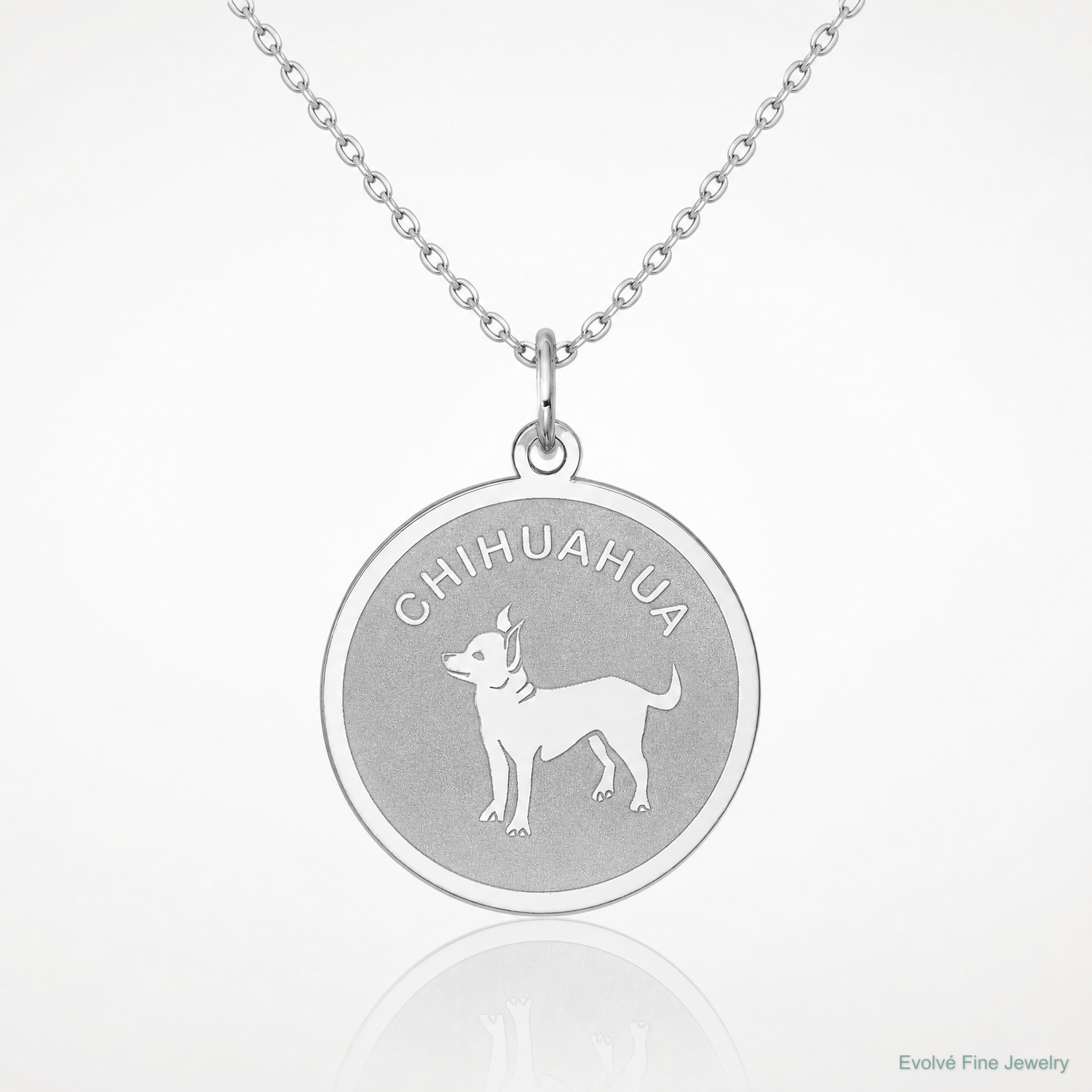 Sterling Silver Rhodium-plated Chihuahua Disc Charm - Lifestyle View
