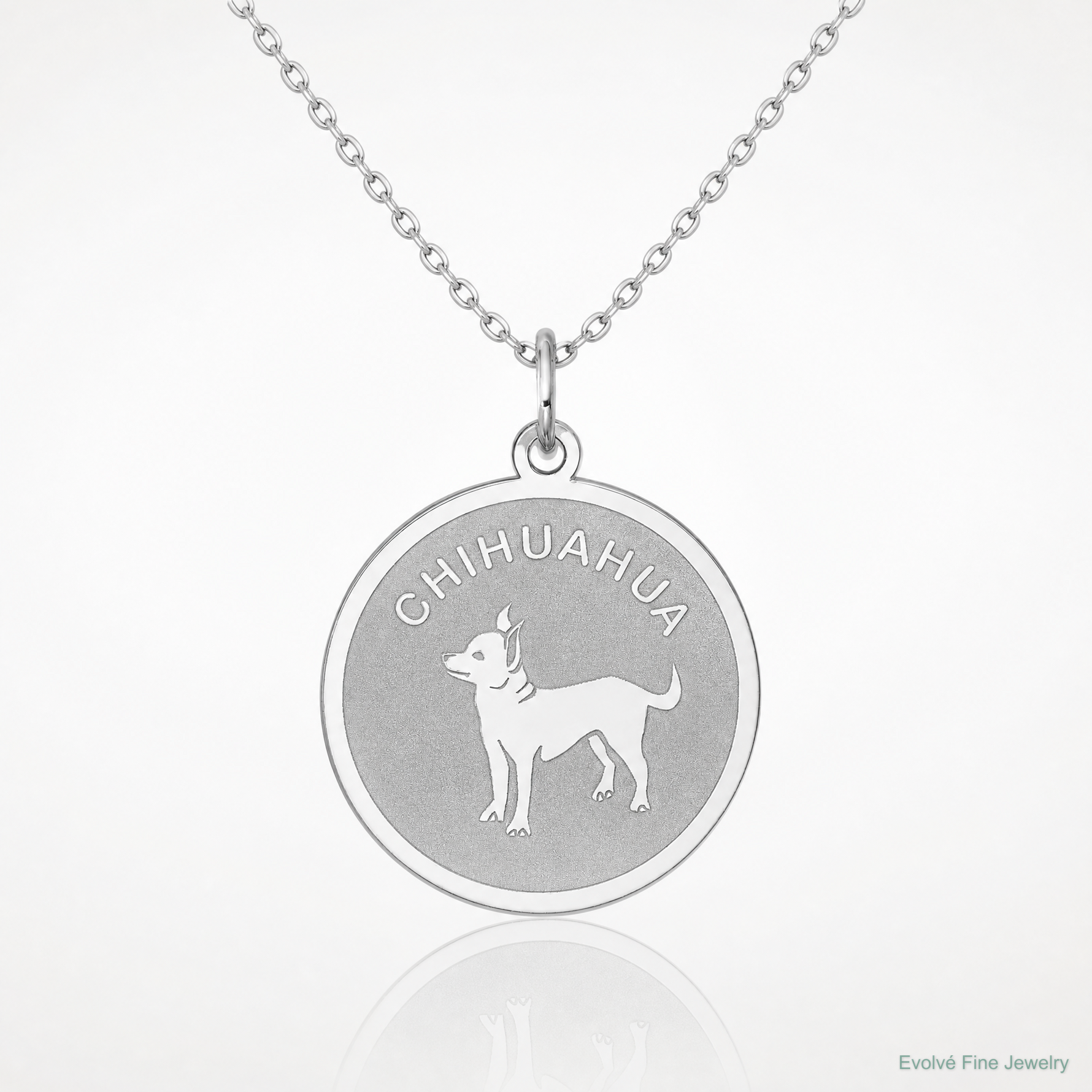 Sterling Silver Rhodium-plated Chihuahua Disc Charm - Lifestyle View