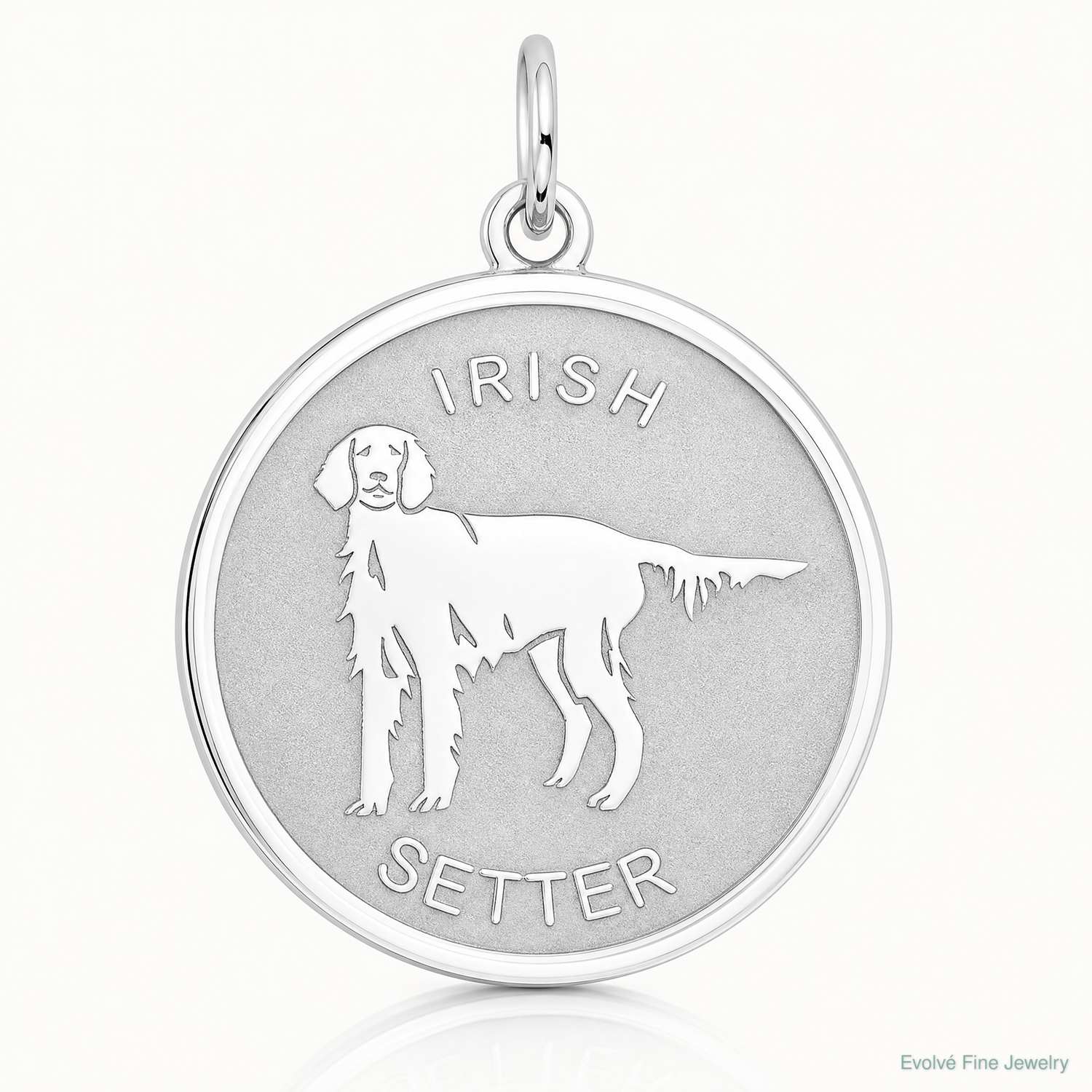 Sterling Silver Rhodium-plated Irish Setter Disc Charm - Lifestyle View