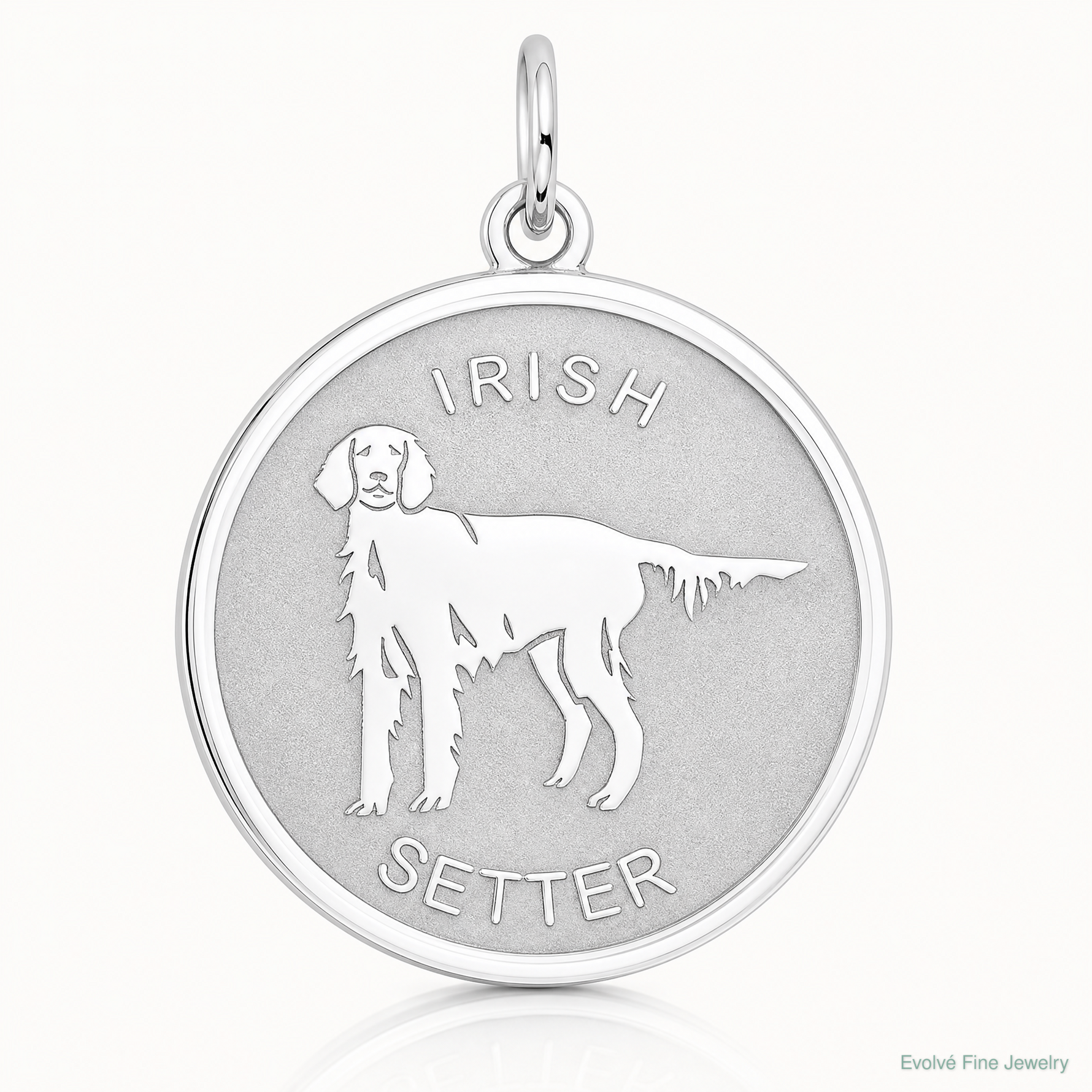 Sterling Silver Rhodium-plated Irish Setter Disc Charm - Lifestyle View