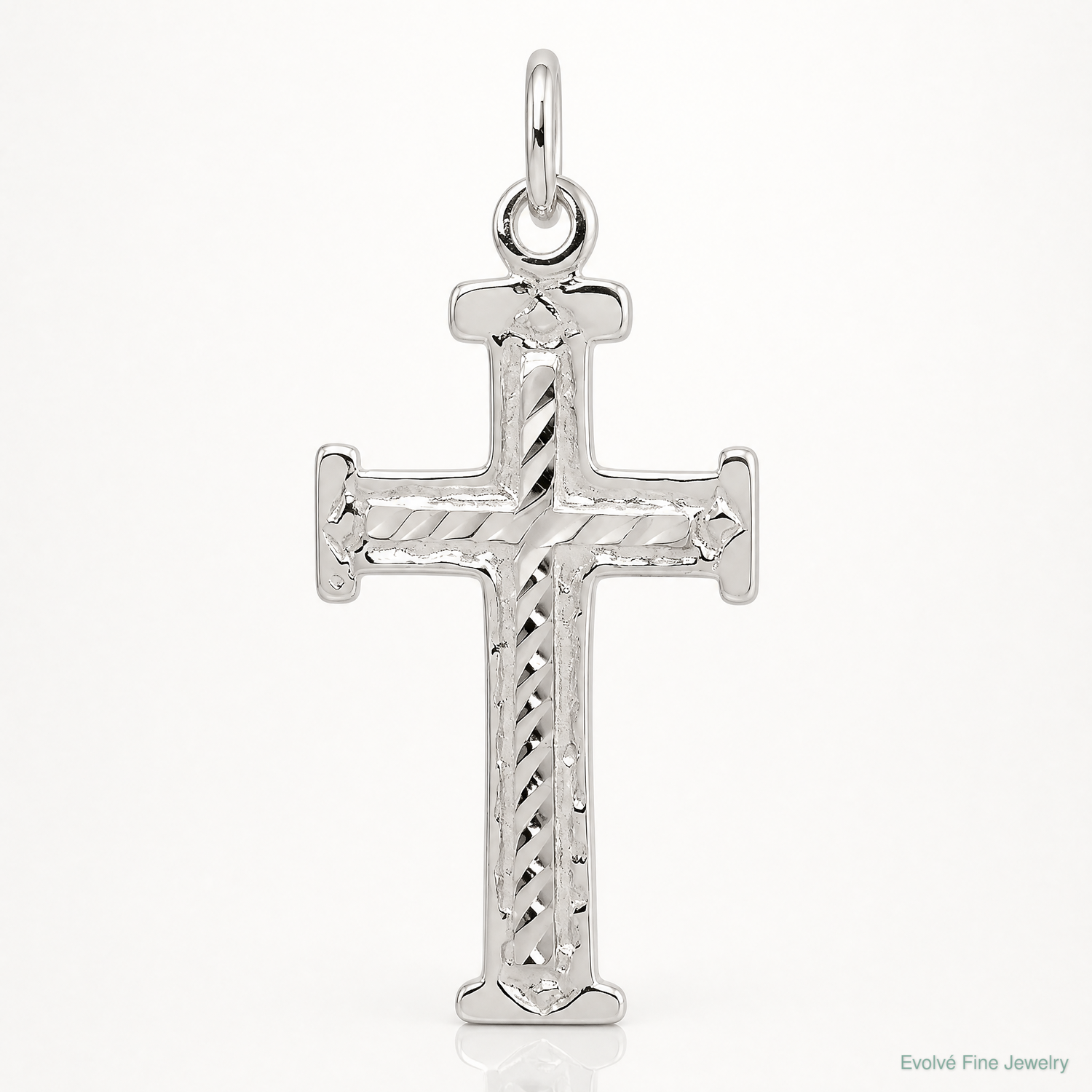 Sterling Silver Diamond -Cut Cross Pendant - Lifestyle View