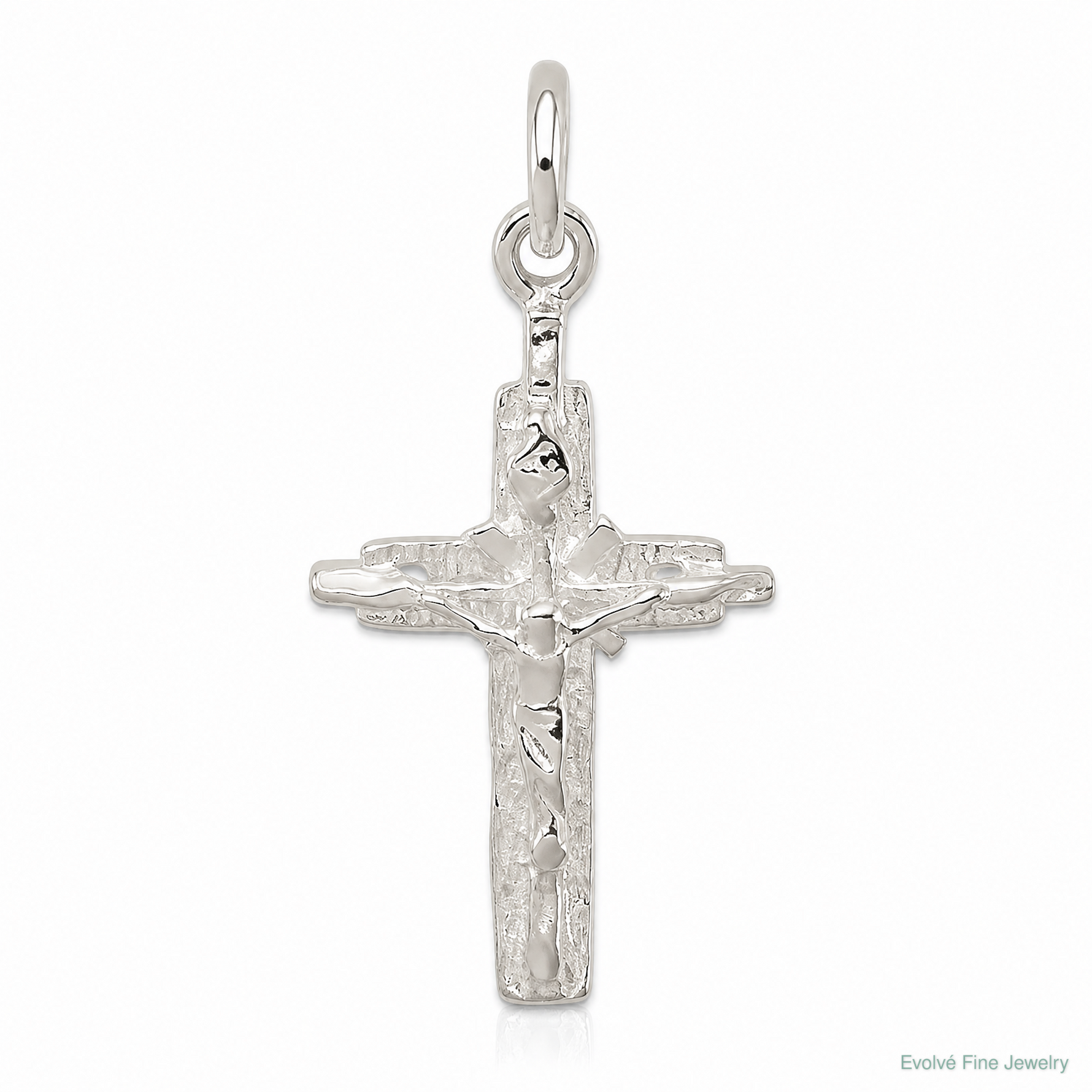 Sterling Silver INRI Crucifix Pendant - Lifestyle View