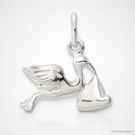 Sterling Silver STORK W/ BABY CHARM - Lifestyle View