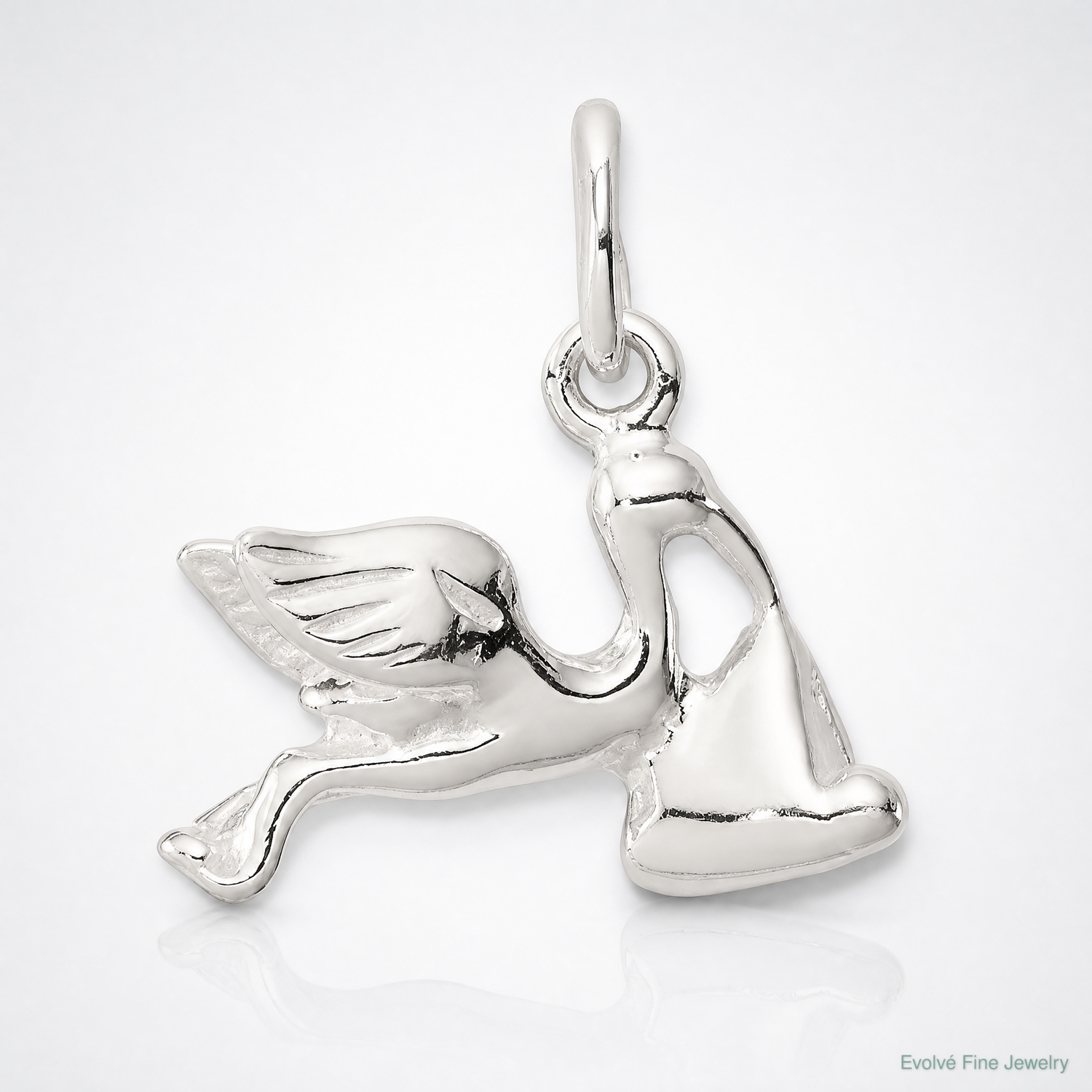 Sterling Silver STORK W/ BABY CHARM - Lifestyle View