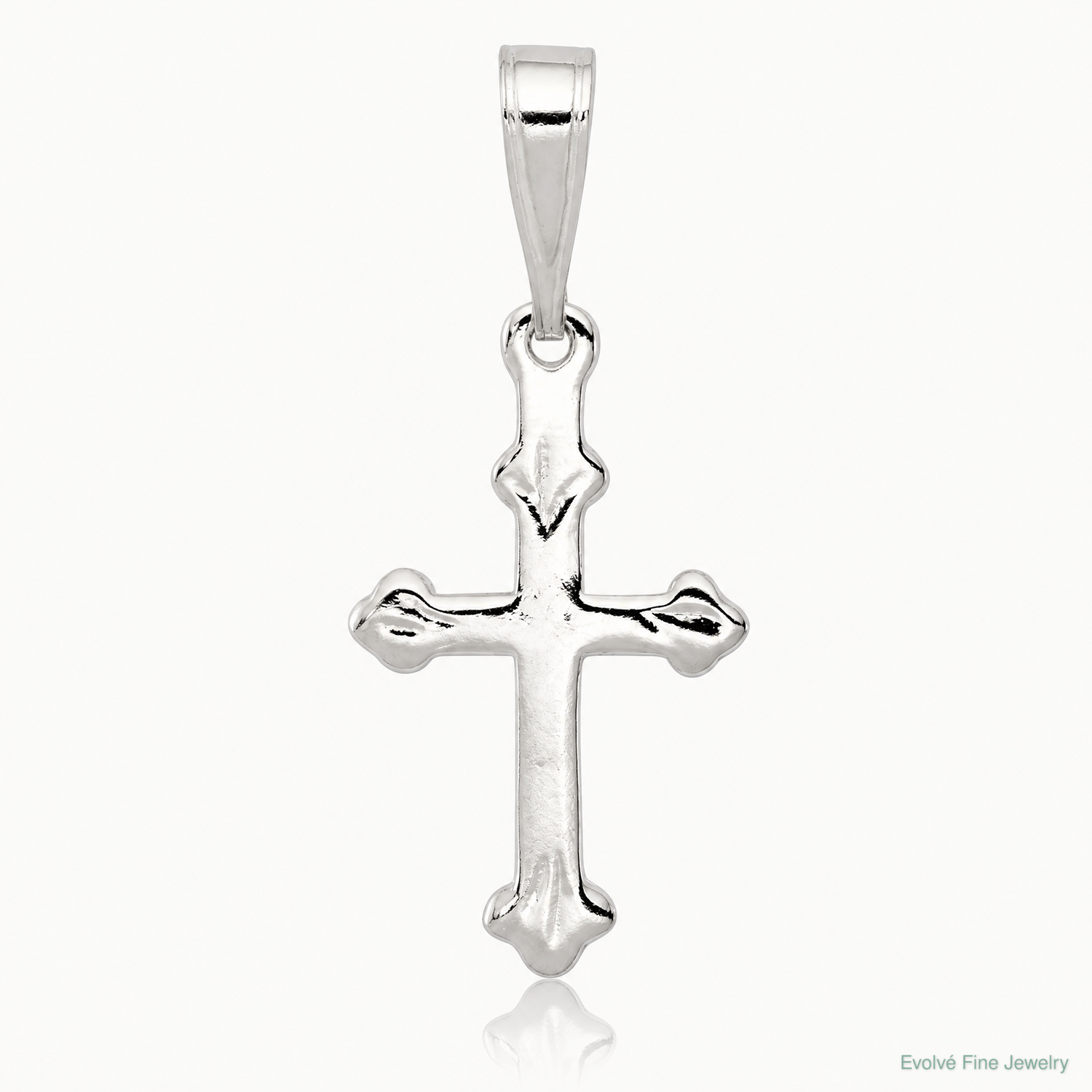 Sterling Silver Budded Cross Charm - Lifestyle View