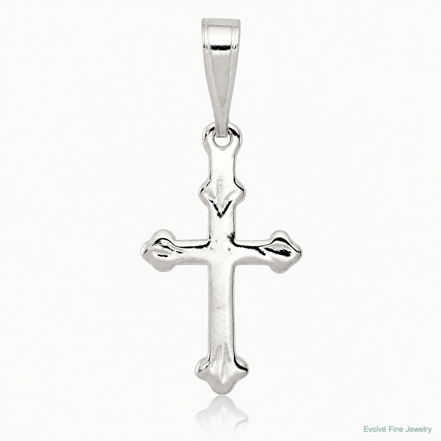 Sterling Silver Budded Cross Charm - Lifestyle View