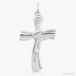 Sterling Silver Platinum-plated INRI Crucifix Pendant - Lifestyle View