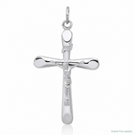 Sterling Silver Platinum-plated INRI Crucifix Pendant - Lifestyle View