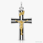 Sterling Silver Platinum-plated Gold-tone INRI Crucifix Charm - Lifestyle View